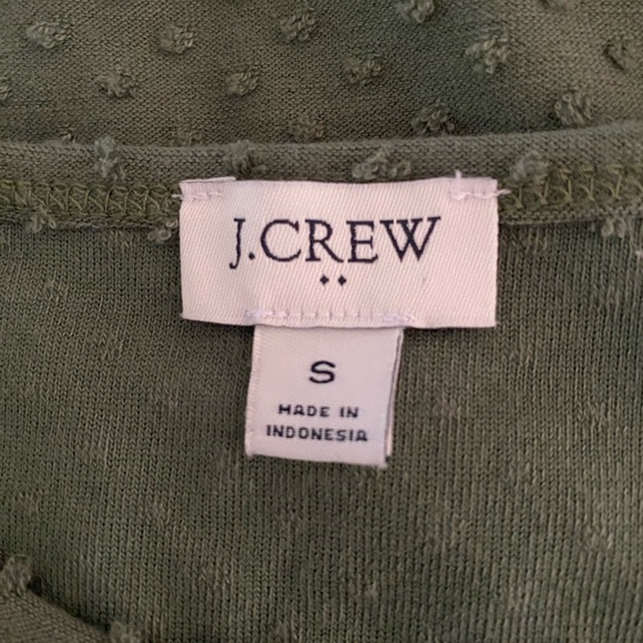 J. Crew Moss Green Flutter Sleeve Swiss Dot Tee - Picture 9 of 9